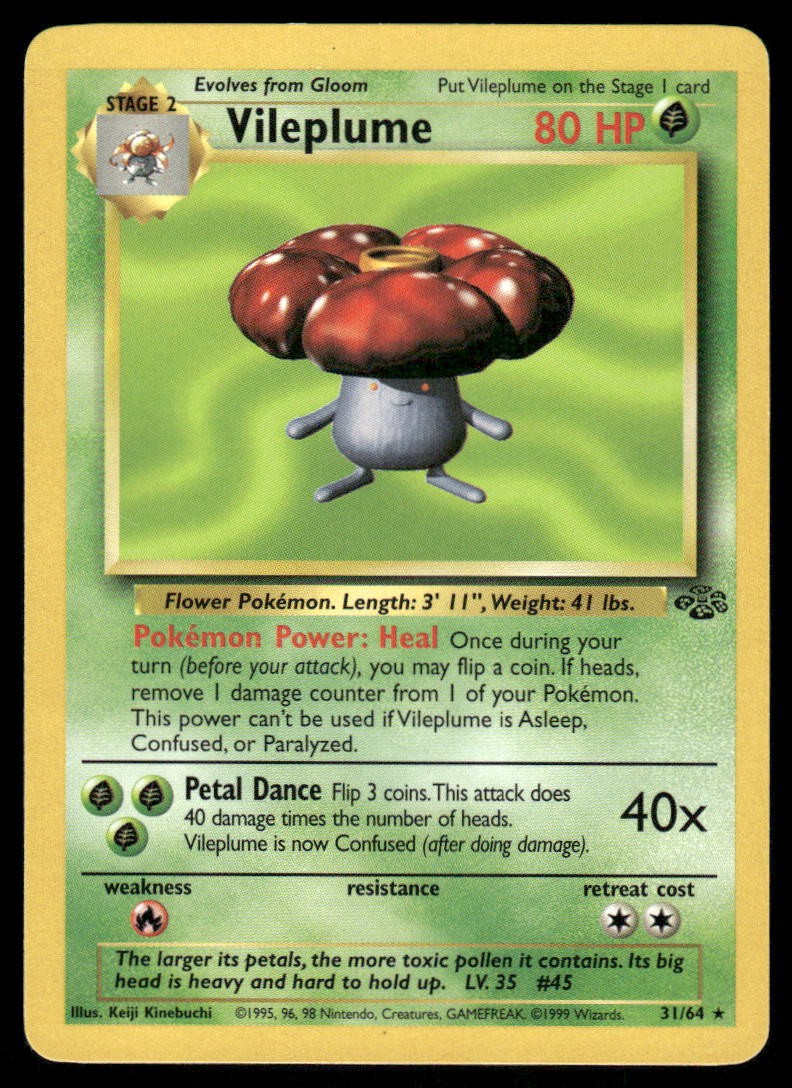 Pokemon Cards Vileplume 31/64 UNLIMITED Jungle Rare LP0