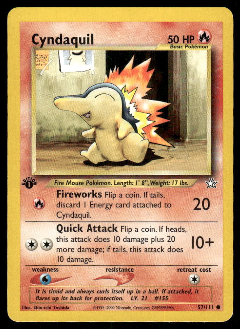 Pokemon Cards Cyndaquil 57/111 1ST EDITION Neo Genesis WOTC Common NM0