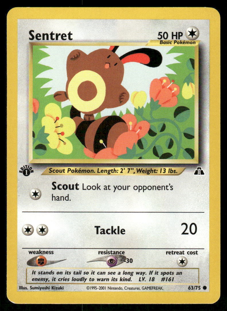 Pokemon Cards Sentret 63/75 1ST EDITION Neo Discovery Common LP0