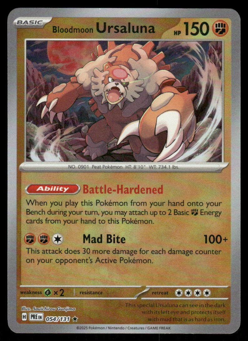 Pokemon Cards Bloodmoon Ursaluna 054/131 Reverse Holo Prismatic Evolutions NM0