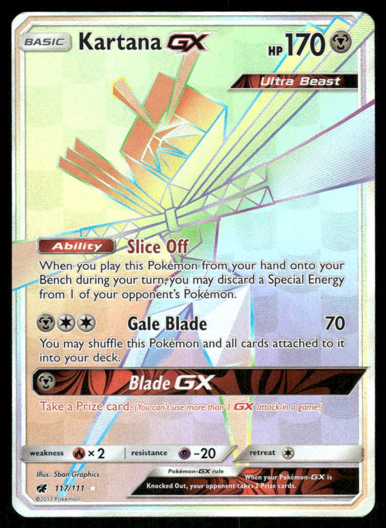Pokemon Cards Kartana GX 117/111 Crimson Invasion Rare Rainbow NM0