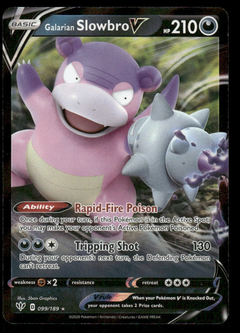 Pokemon Cards Galarian Slowbro V 099/189 Darkness Ablaze Holo Rare V NM *20