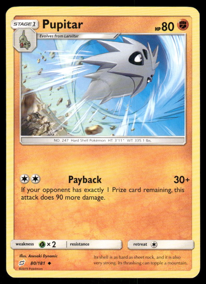 Pokemon Cards Pupitar 80/181 Team Up Sun & Moon Uncommon NM0