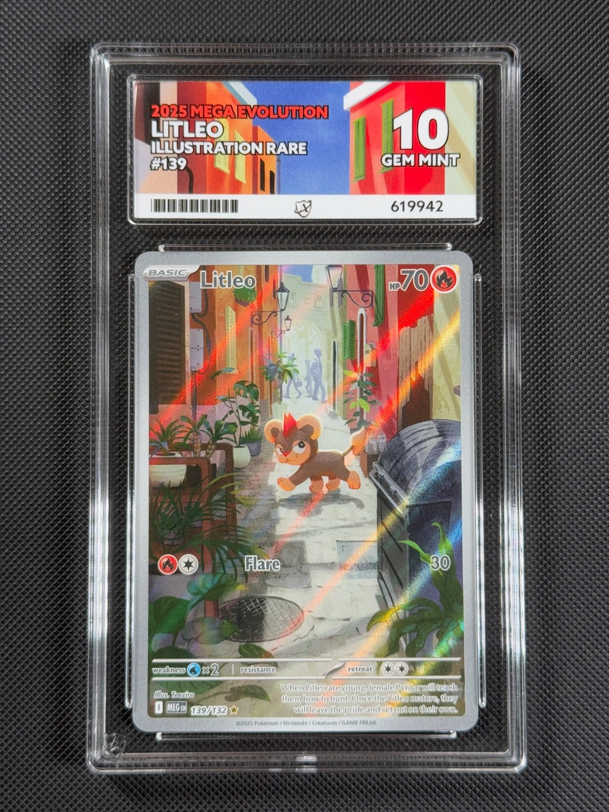 ACE 10 Litleo 139/132 IR Pokémon Card Me01: Mega Evolution Holo GEM MINT0
