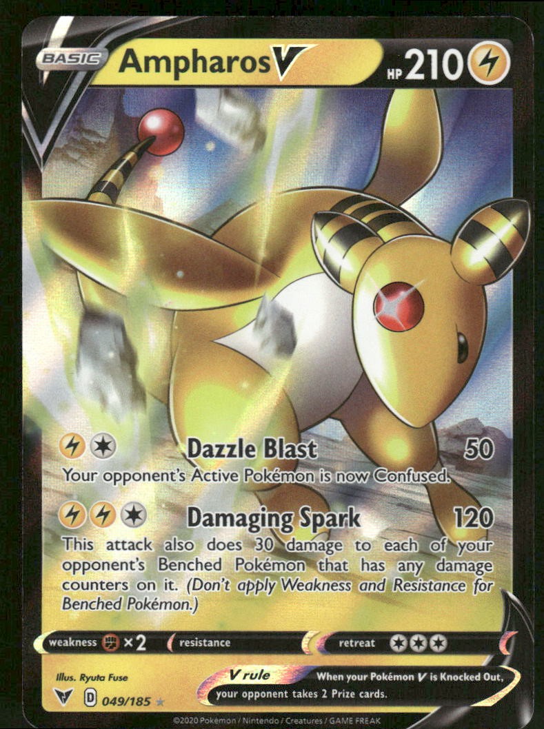 Pokemon Cards Ampharos V 049/185 Vivid Voltage Holo Rare V NM0