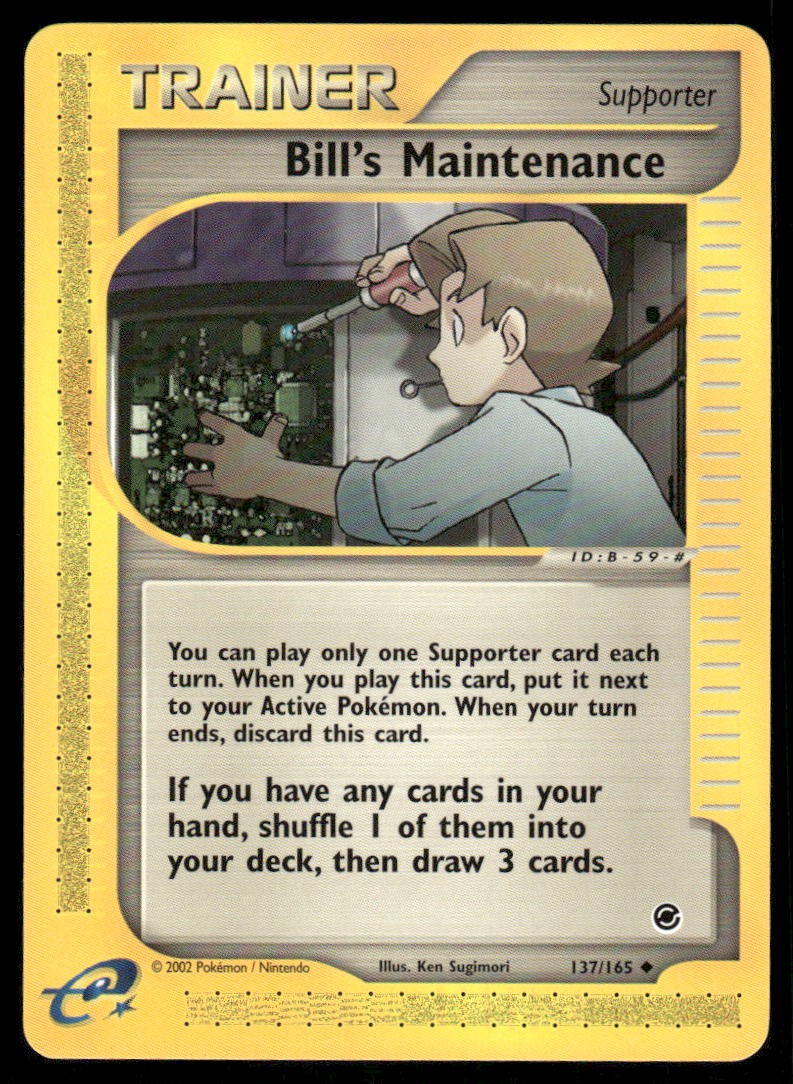 Pokemon Cards Bill's Maintenance 137/165 Expedition Base Set WOTC Uncommon NM0