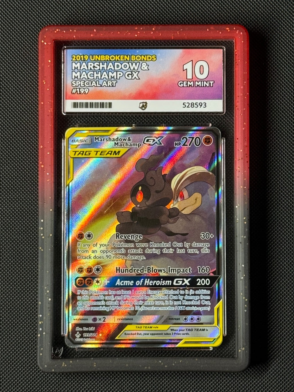 ACE 10 Marshadow & Machamp GX 199/214 Pokémon Card Unbroken Bonds GEM MINT0