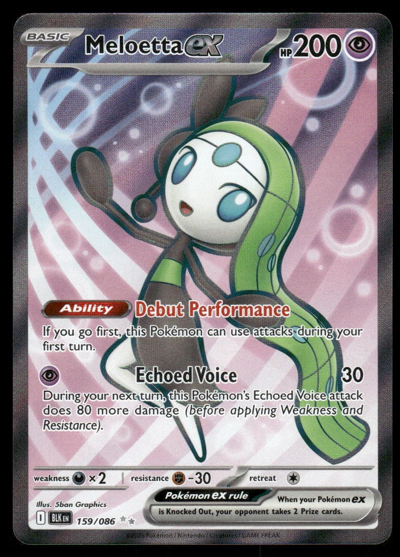 Pokemon Cards Meloetta ex 159/086 Black Bolt Ultra Rare NM0