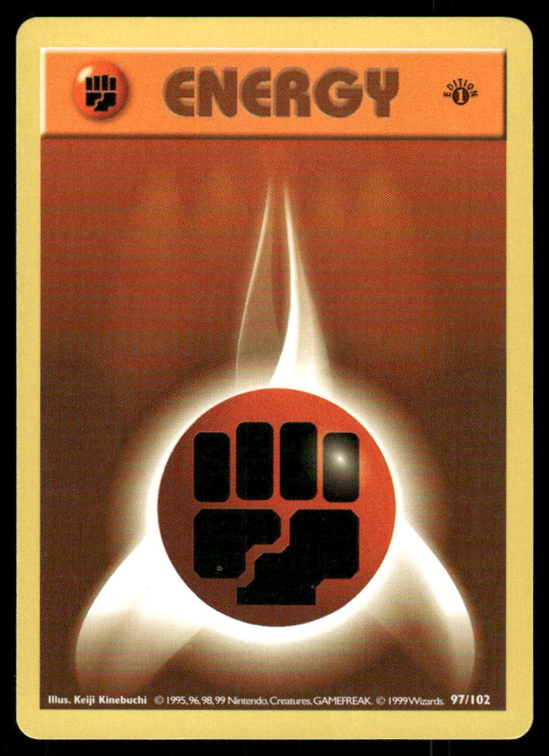 Pokemon Cards Fighting Energy 97/102 1ST EDITION Base Set Shadowless NM0