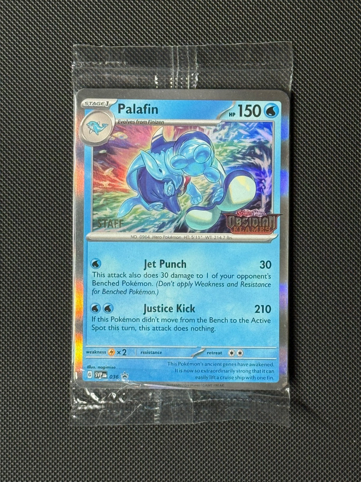 Palafin SVP 036 Prerelease STAFF Pokémon Card Sv: Promo Cards SEALED0