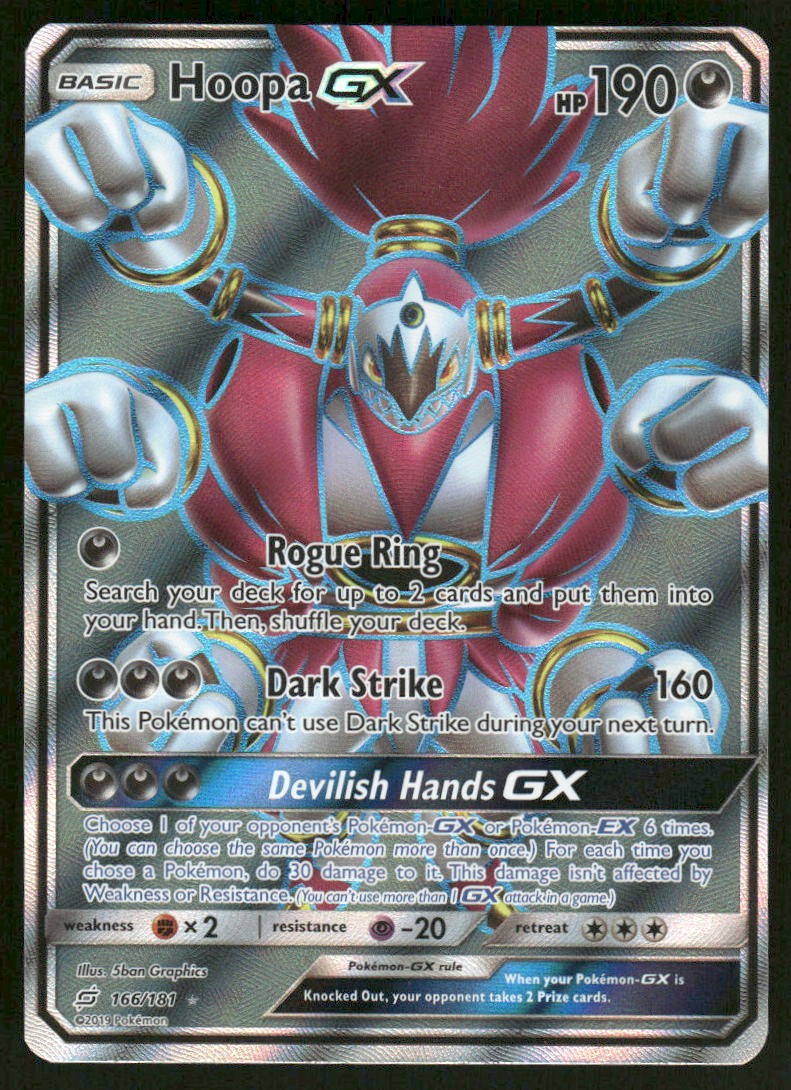 Pokemon Cards Hoopa GX 166/181 Team Up Rare Ultra NM0