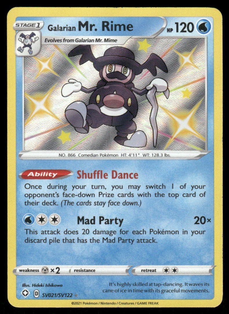 Pokemon Cards Galarian Mr. Rime SV021/SV122 Shining Fates Shiny Vault NM0