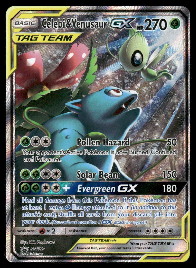 Pokemon Cards Celebi & Venusaur GX SM167 SM Black Star Promos Promo LP *30