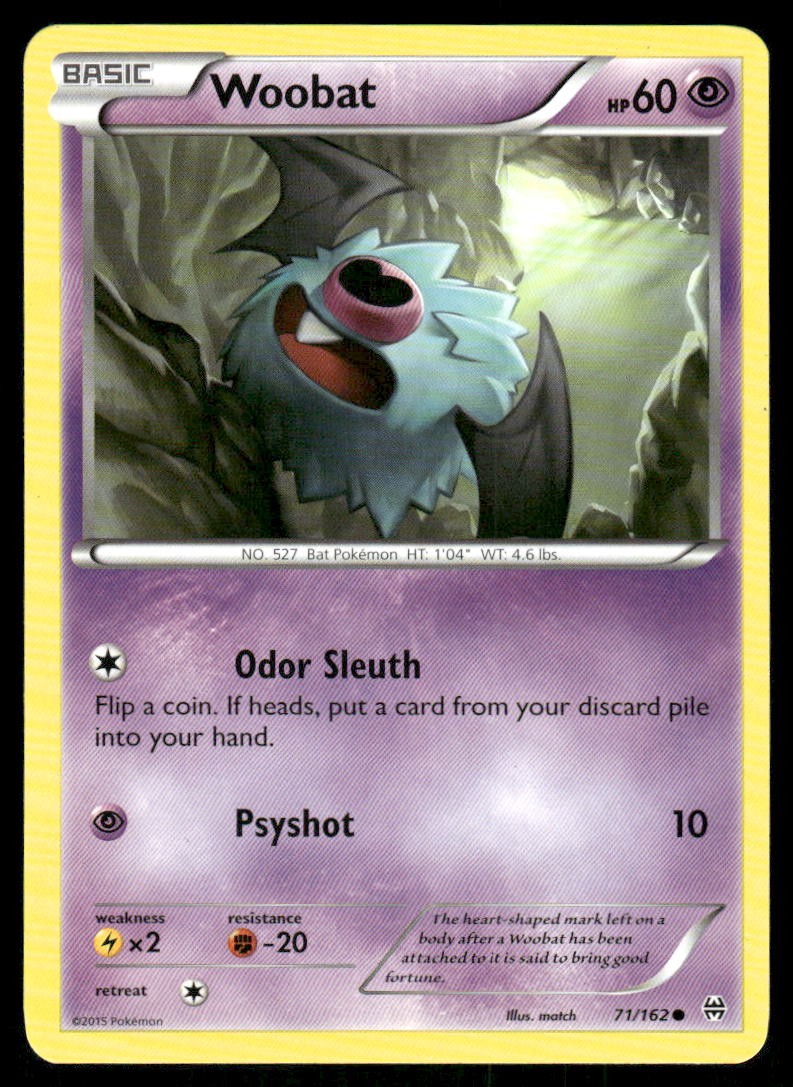 Pokemon Cards Woobat 71/162 BREAKthrough XY Common NM0