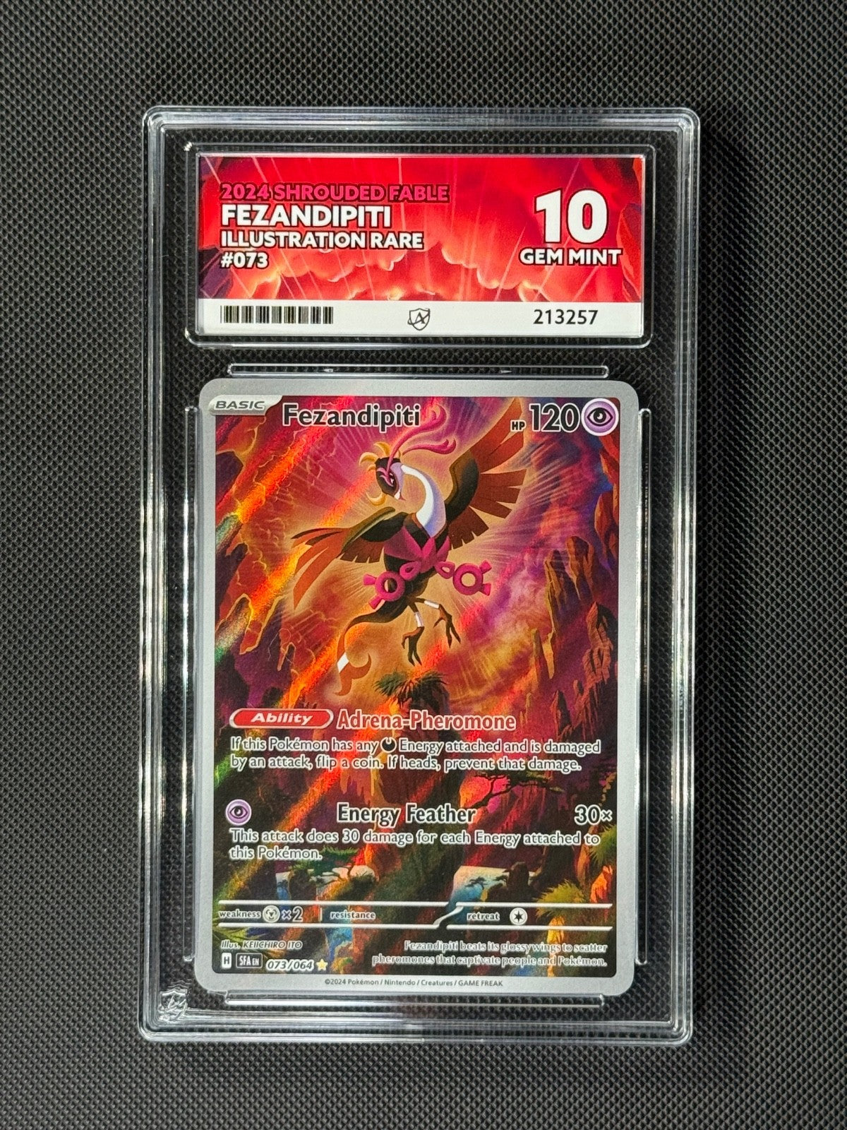 ACE 10 Fezandipiti 073/064 IR Pokémon Card Sv: Shrouded Fable Holo GEM MINT0