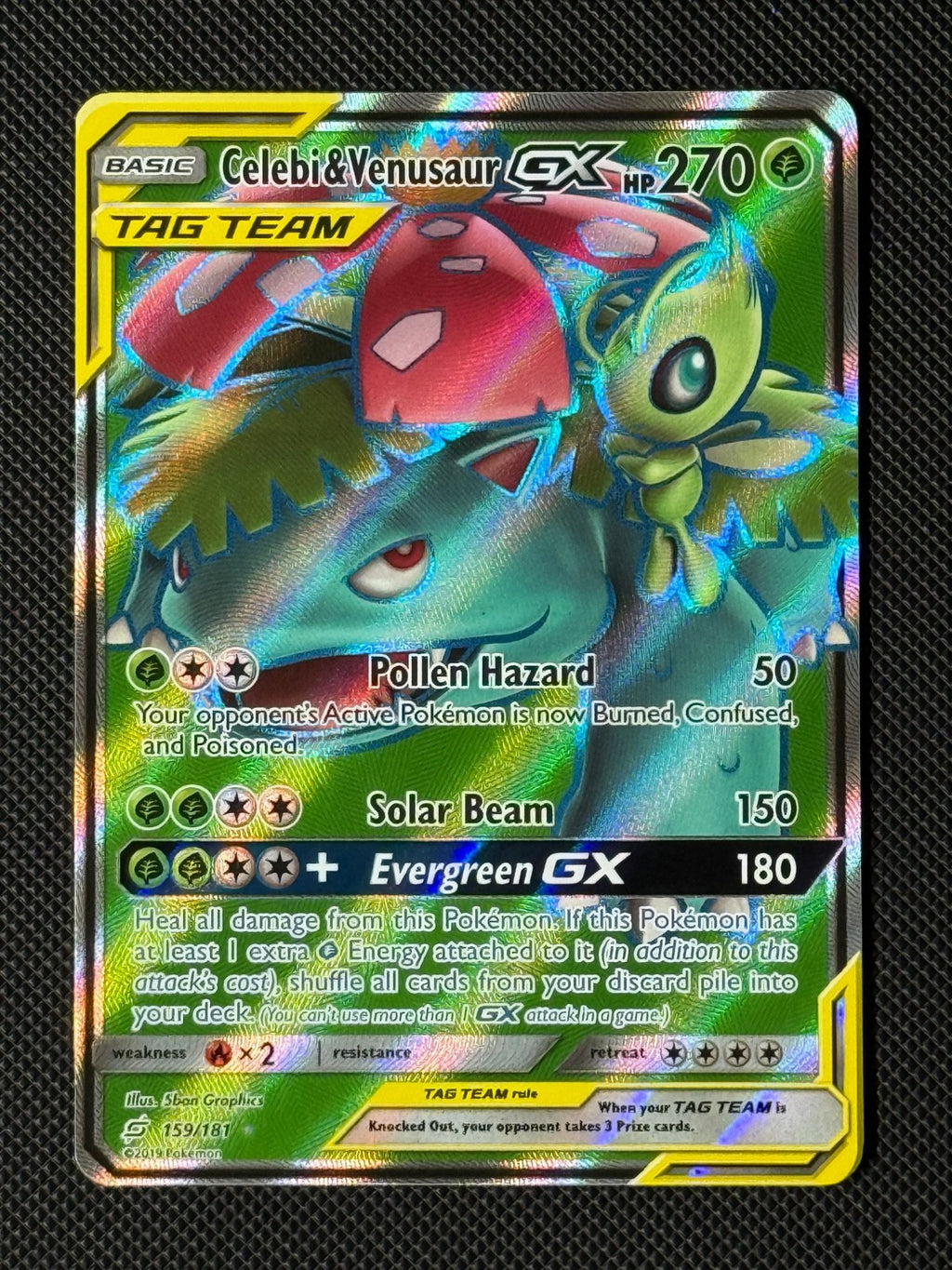 Celebi & Venusaur GX 159/181 Pokémon Card Sun & Moon Team Up Tag Team0