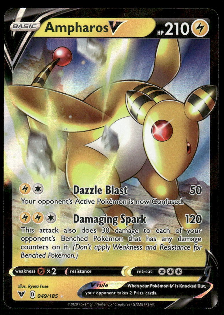 Pokemon Cards Ampharos V 049/185 Vivid Voltage Holo Rare V NM *10