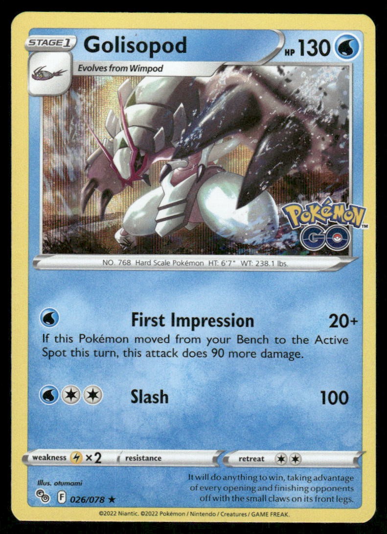 Pokemon Cards Golisopod 026/078 Pokemon GO Holo Rare NM0