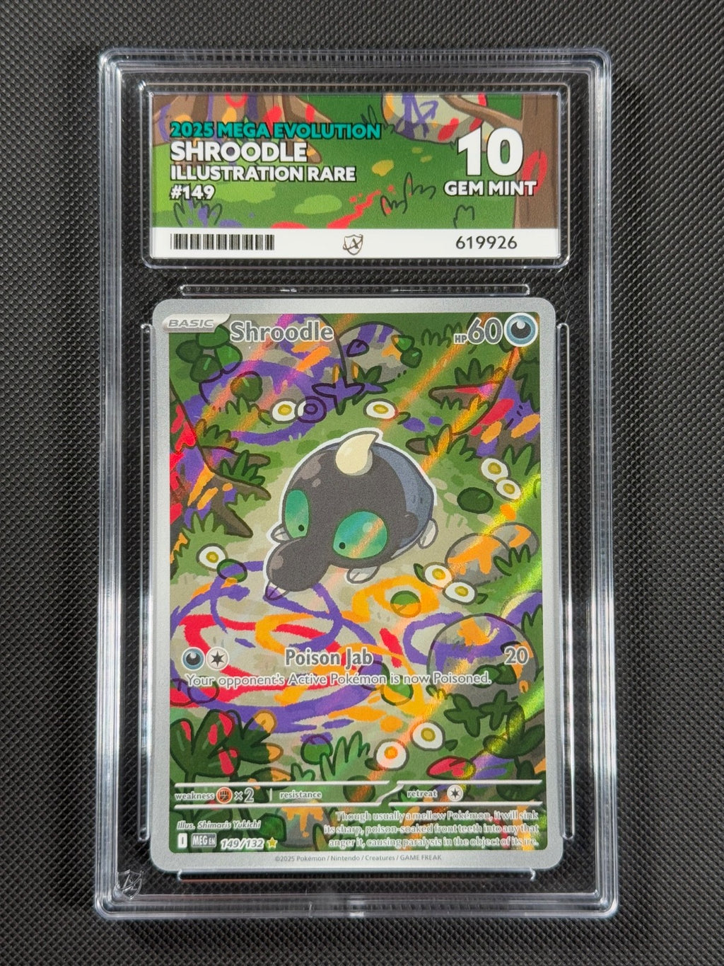 ACE 10 Shroodle 149/132 IR Pokémon Card Me01: Mega Evolution Holo GEM MINT0