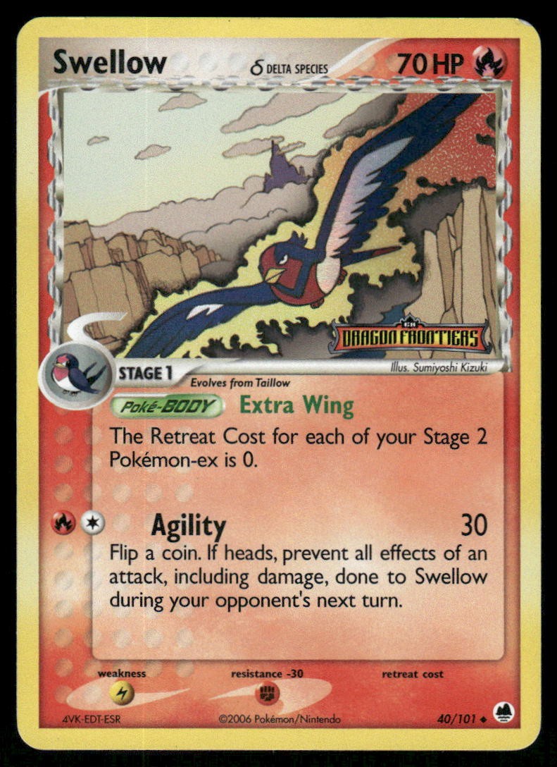 Pokemon Cards Swellow 40/101 Dragon Frontiers Uncommon MP0