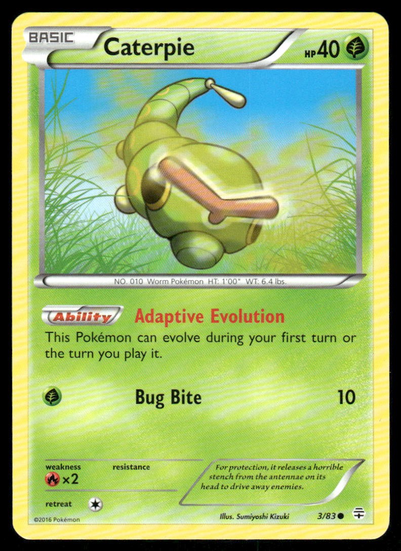 Pokemon Cards Caterpie 3/83 Generations Common NM0