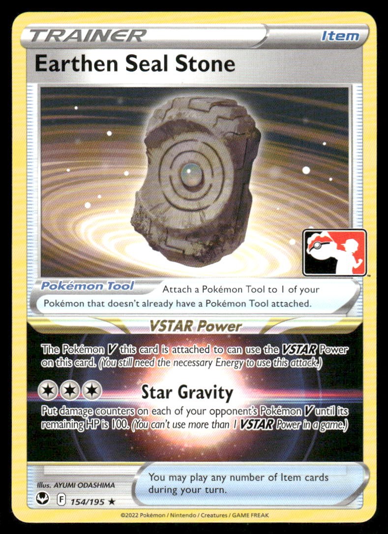 Pokemon Cards Earthen Seal Stone 154/195 PRIZE PACK Silver Tempest Holo Rare NM0