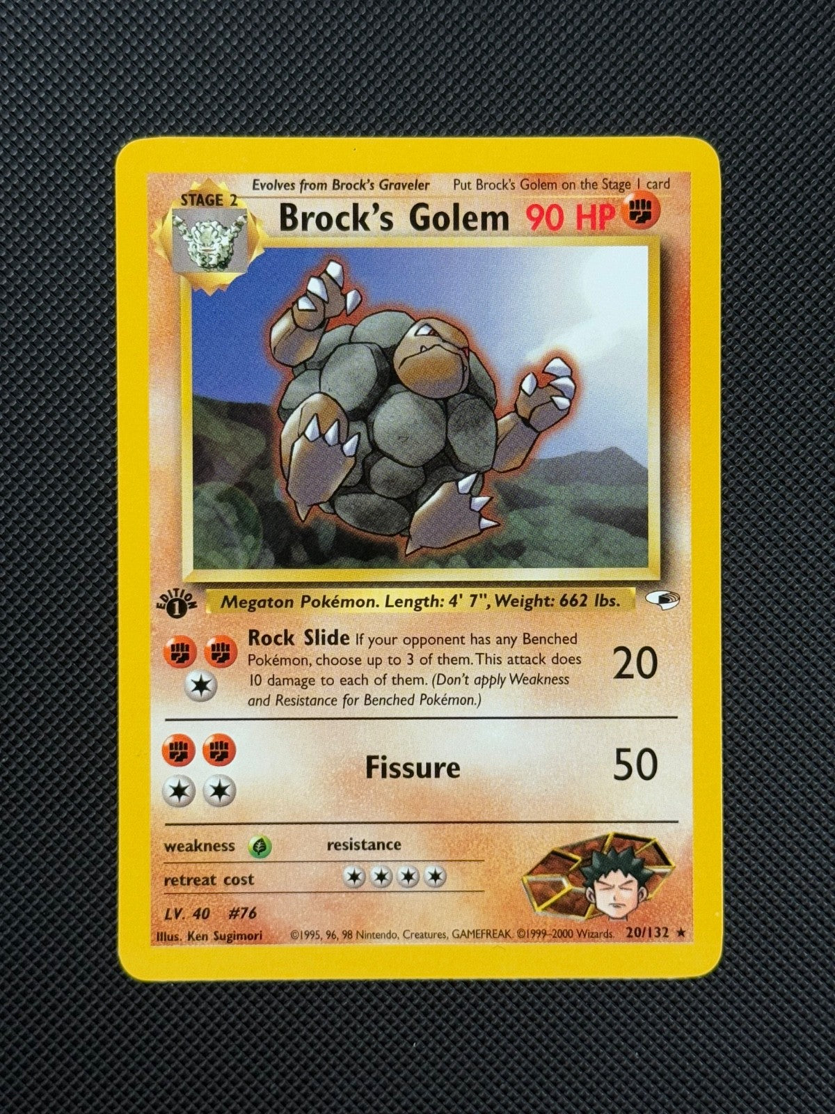 Pokémon Cards Brock's Golem 20/132 1ST EDITION Gym Heroes WOTC Non Holo Rare1