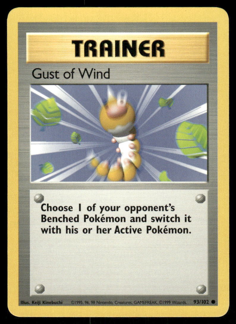 Pokemon Cards Gust of Wind 93/102 UNLIMITED Base Set WOTC Common NM0