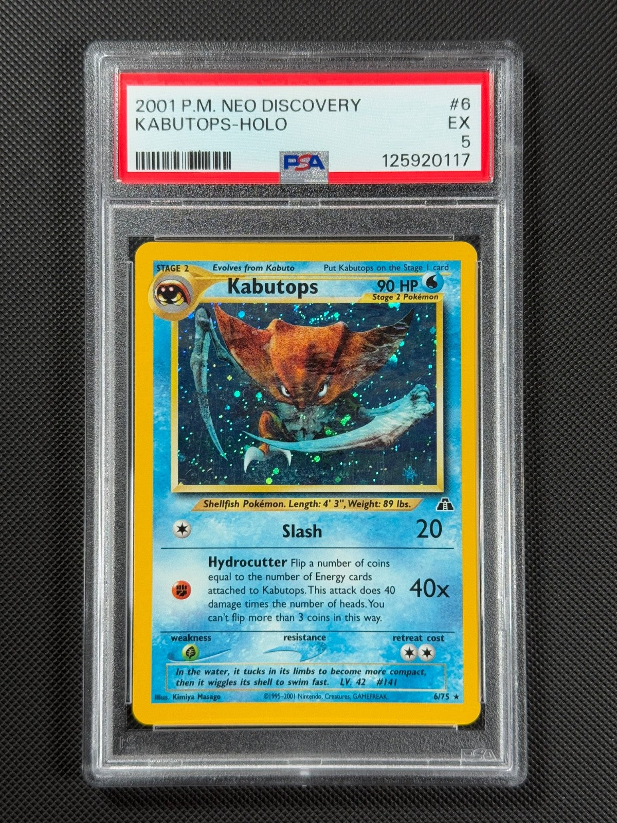 PSA 5 Kabutops 6/75 HOLO Pokémon Card WOTC Neo Discovery Rare Holo EX0
