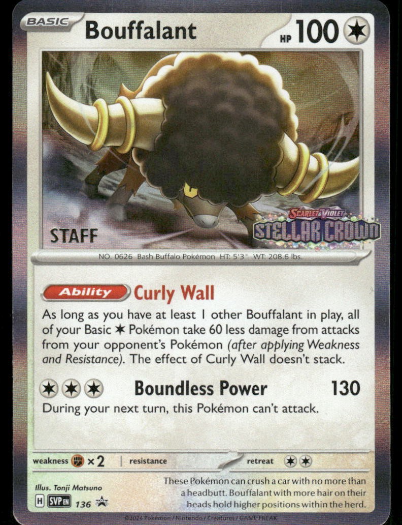 Pokemon Cards Bouffalant 136 Scarlet & Violet Promo NM0