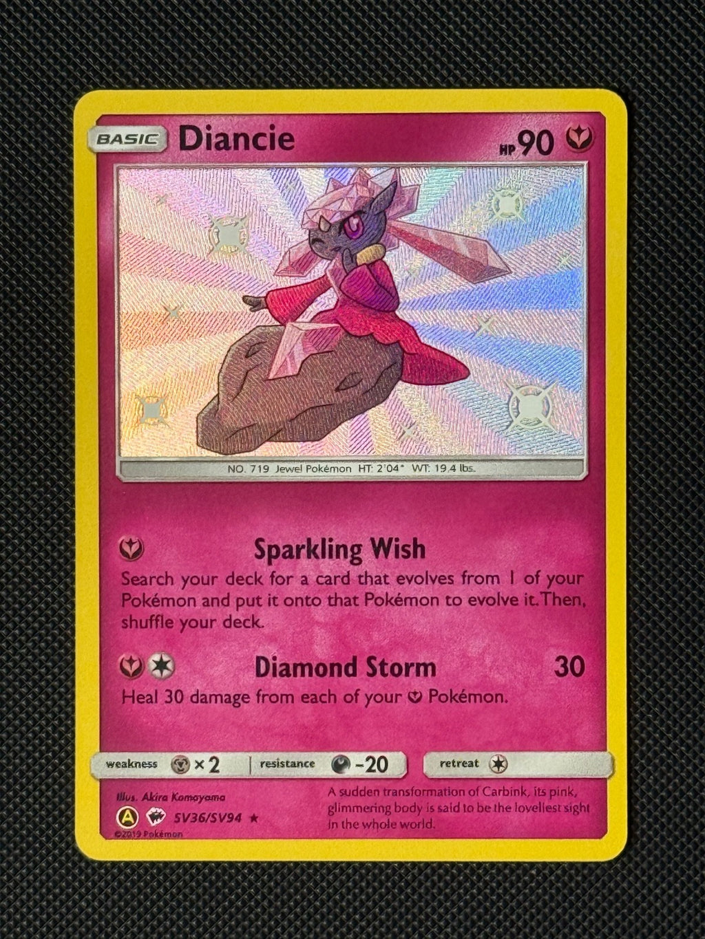Diancie SV36/SV94 Holo Pokémon Card Hidden Fates Baby Shiny 0