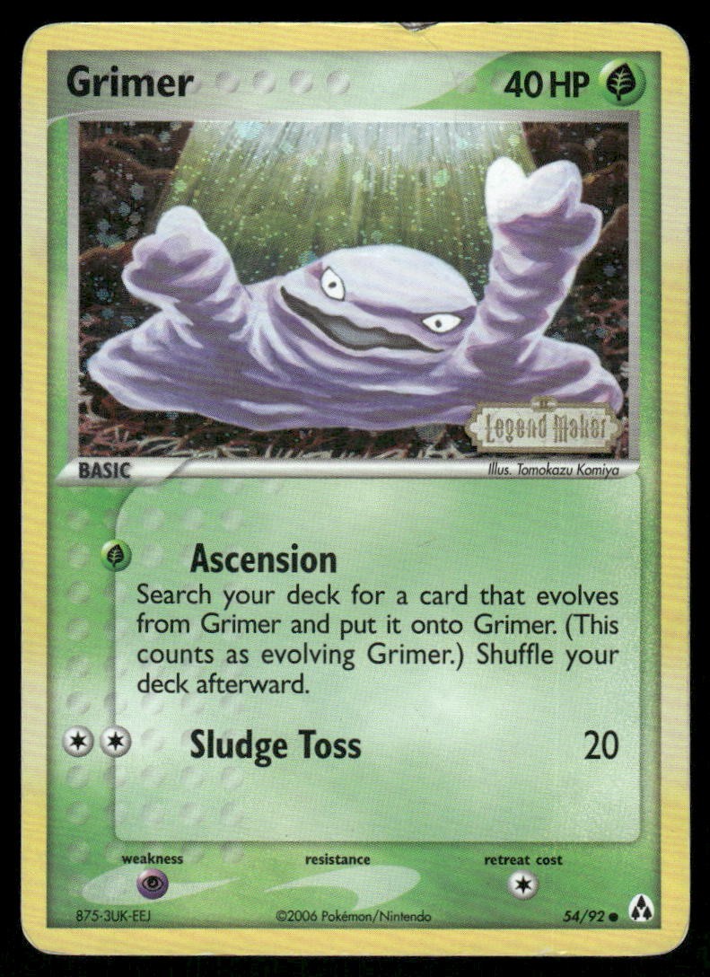 Pokemon Cards Grimer 54/92 STAMPED Legend Maker Common MP0