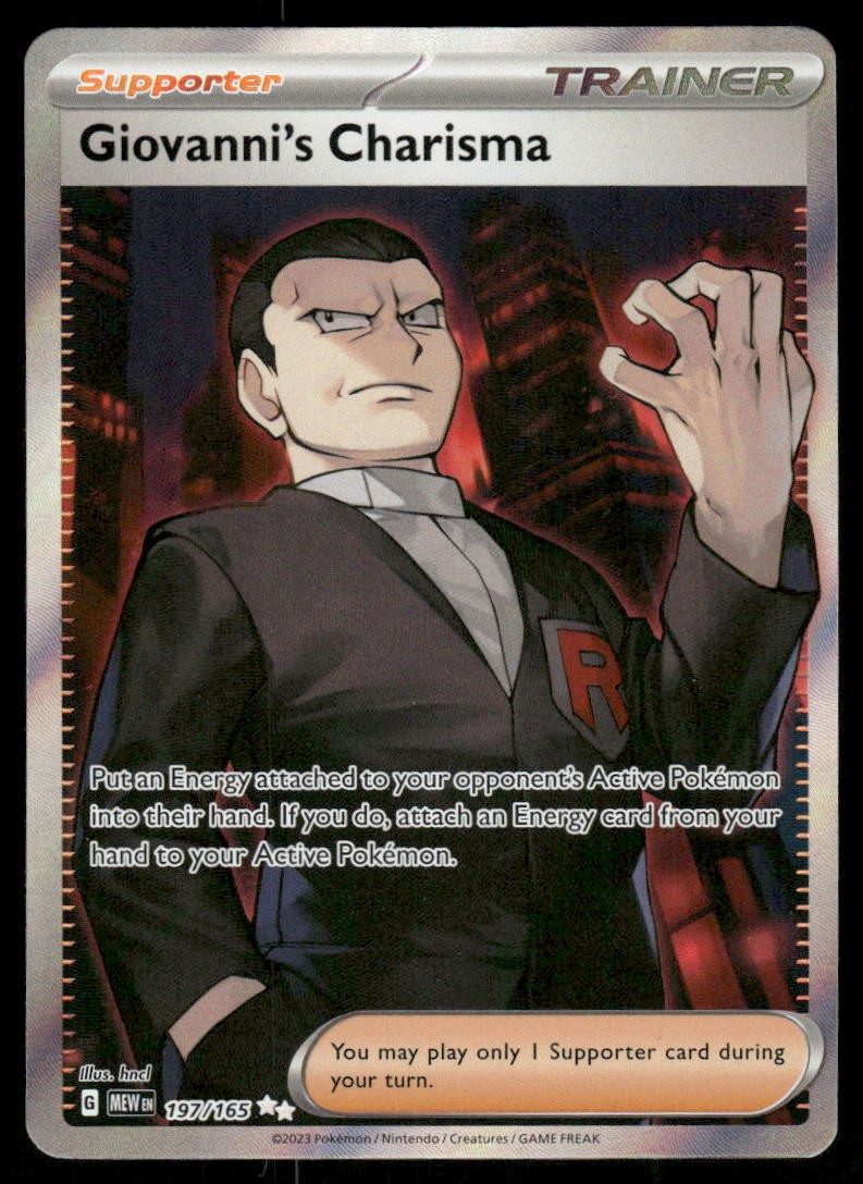 Pokemon Cards Giovanni's Charisma 197/165 151 Ultra Rare NM *10