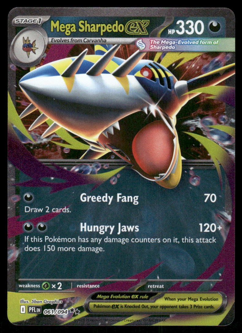 Pokemon Cards Mega Sharpedo ex 061/094 Phantasmal Flames Double Rare NM *20