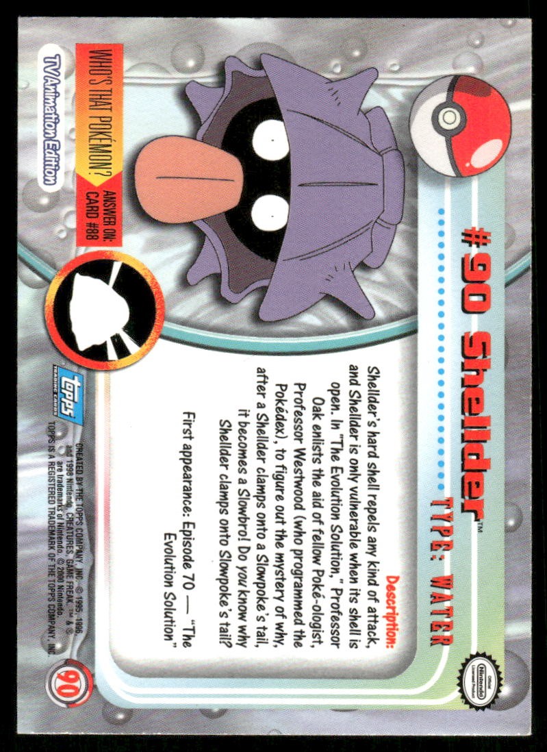 Pokemon Cards Shellder #90 Topps Trading Cards HOLO Series 2 Holo NM1