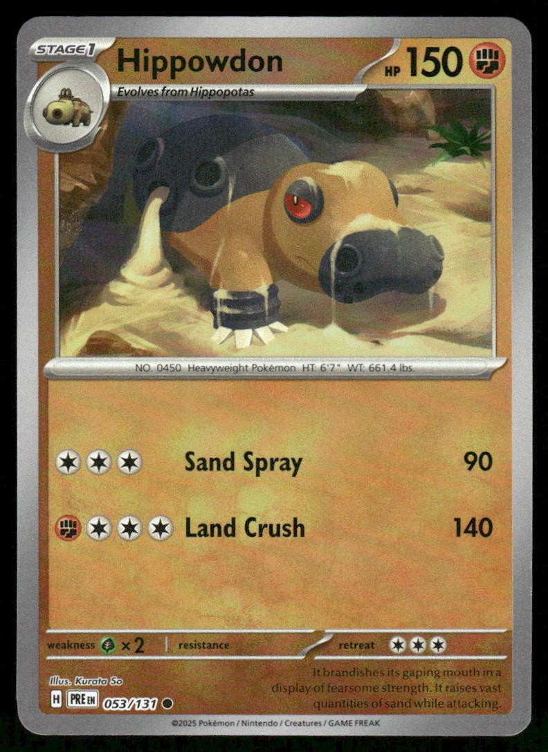 Pokemon Cards Hippowdon 053/131 Reverse Holo Prismatic Evolutions Pokeball NM *30
