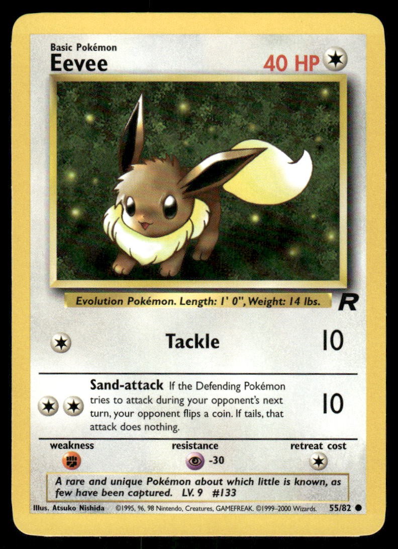 Pokemon Cards Eevee 55/82 UNLIMITED Team Rocket WOTC Common NM0