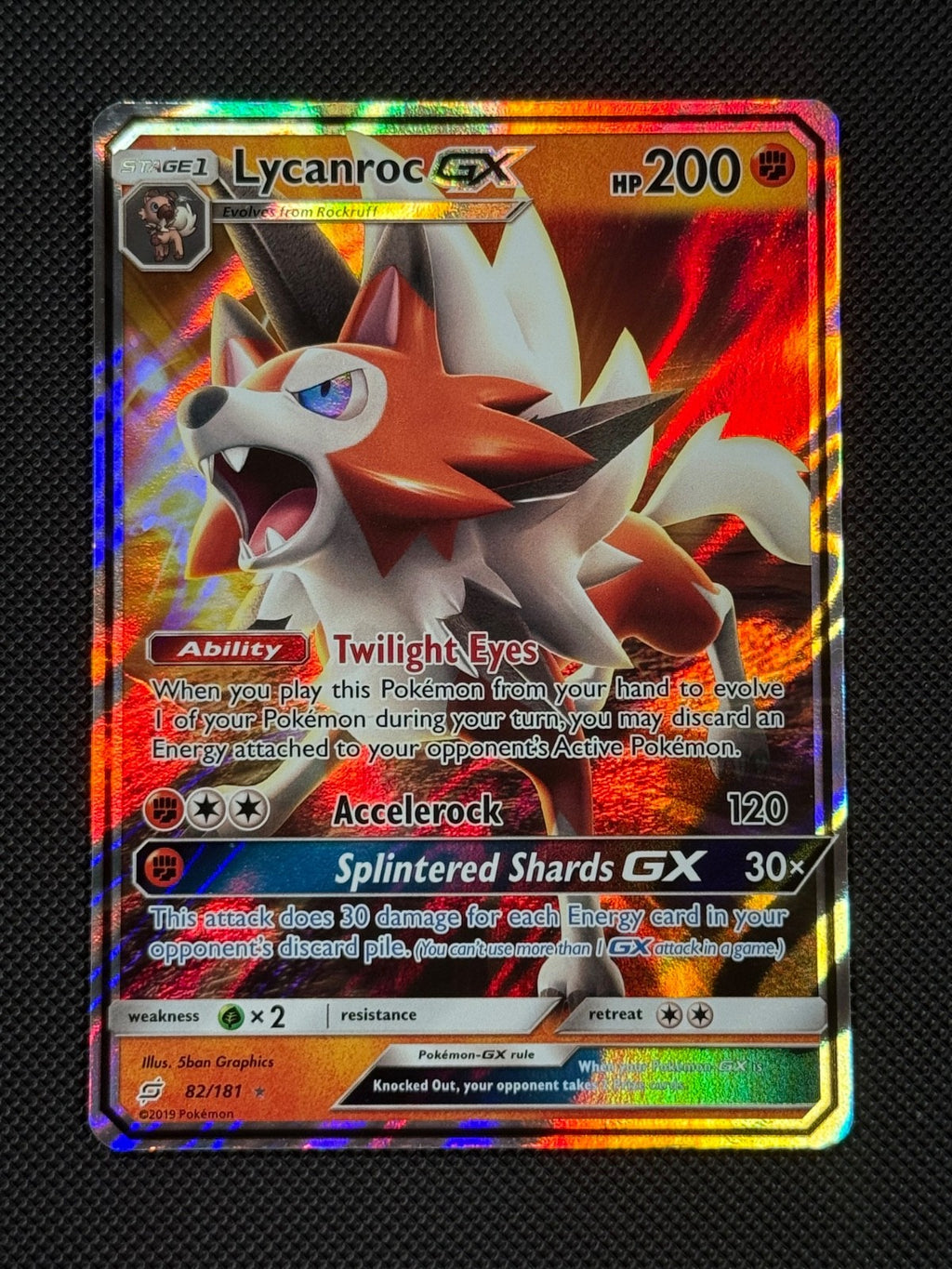 Lycanroc GX 82/181 HOLO Pokémon Card Sun & Moon Team Up Rare *20