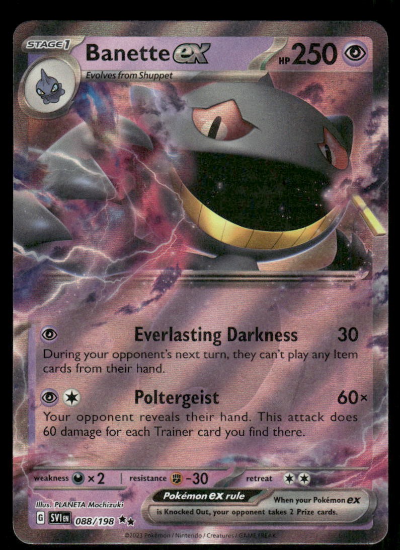 Pokemon Cards Banette ex 088/198 Scarlet & Violet Double Rare NM0