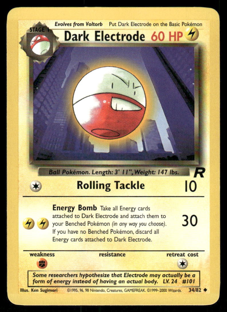 Pokemon Cards Dark Electrode 34/82 UNLIMITED Team Rocket WOTC Uncommon NM0