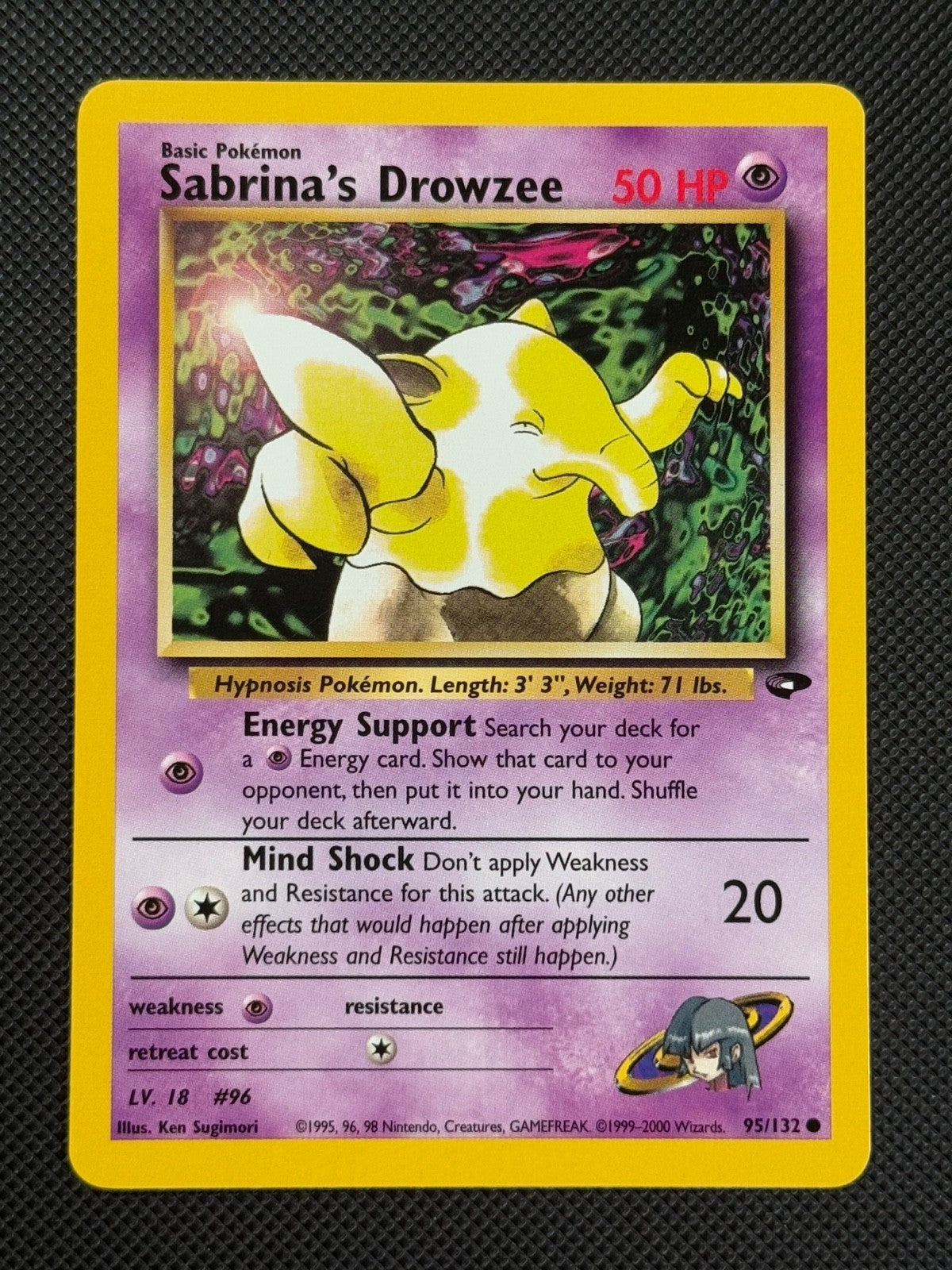 Sabrina's Drowzee 95/132 REGULAR Pokémon Card WOTC Gym Challenge Common0