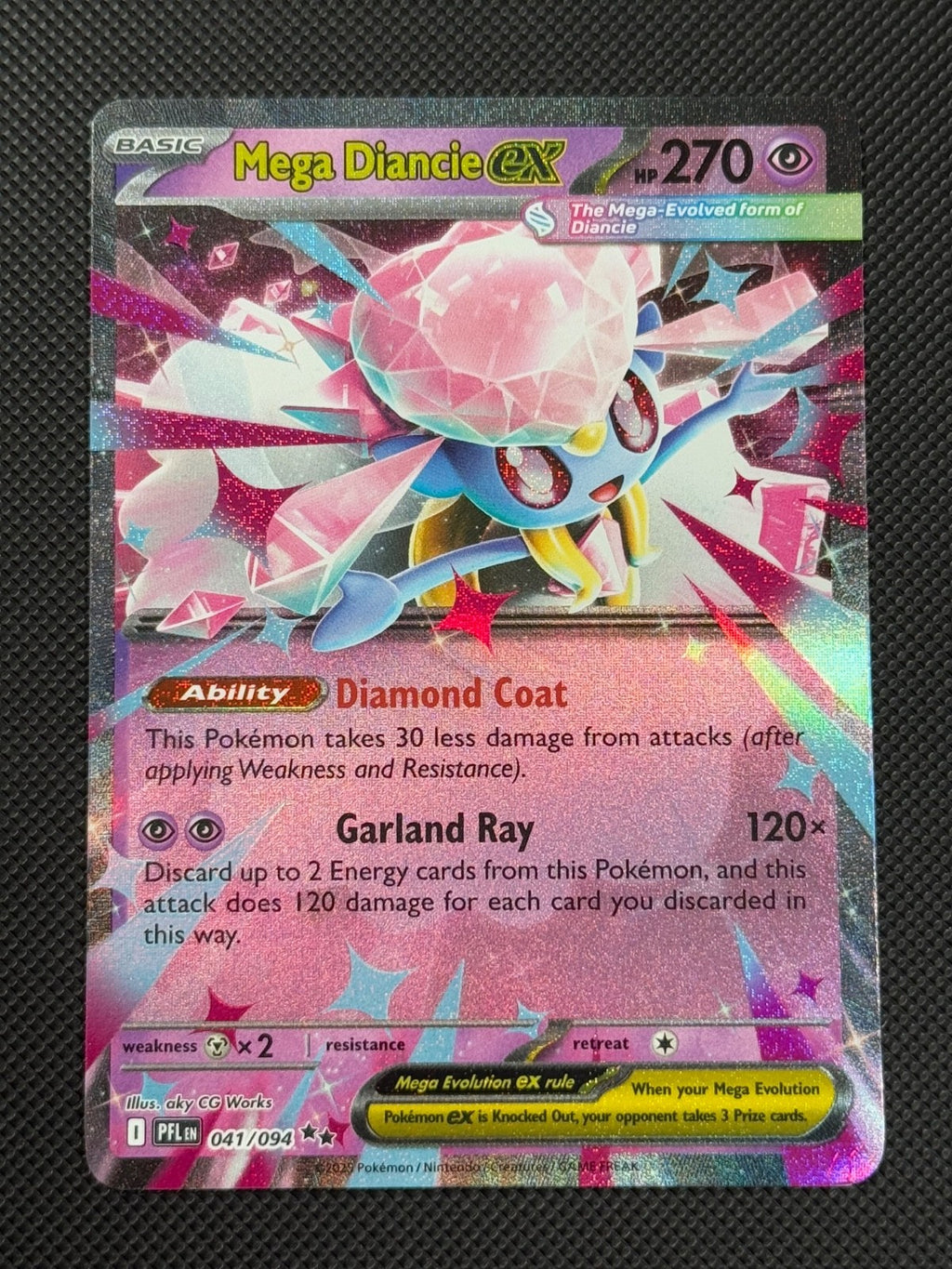 Mega Diancie 041/094 Pokémon Card Mega Phantasmal Flames Holo Rare0