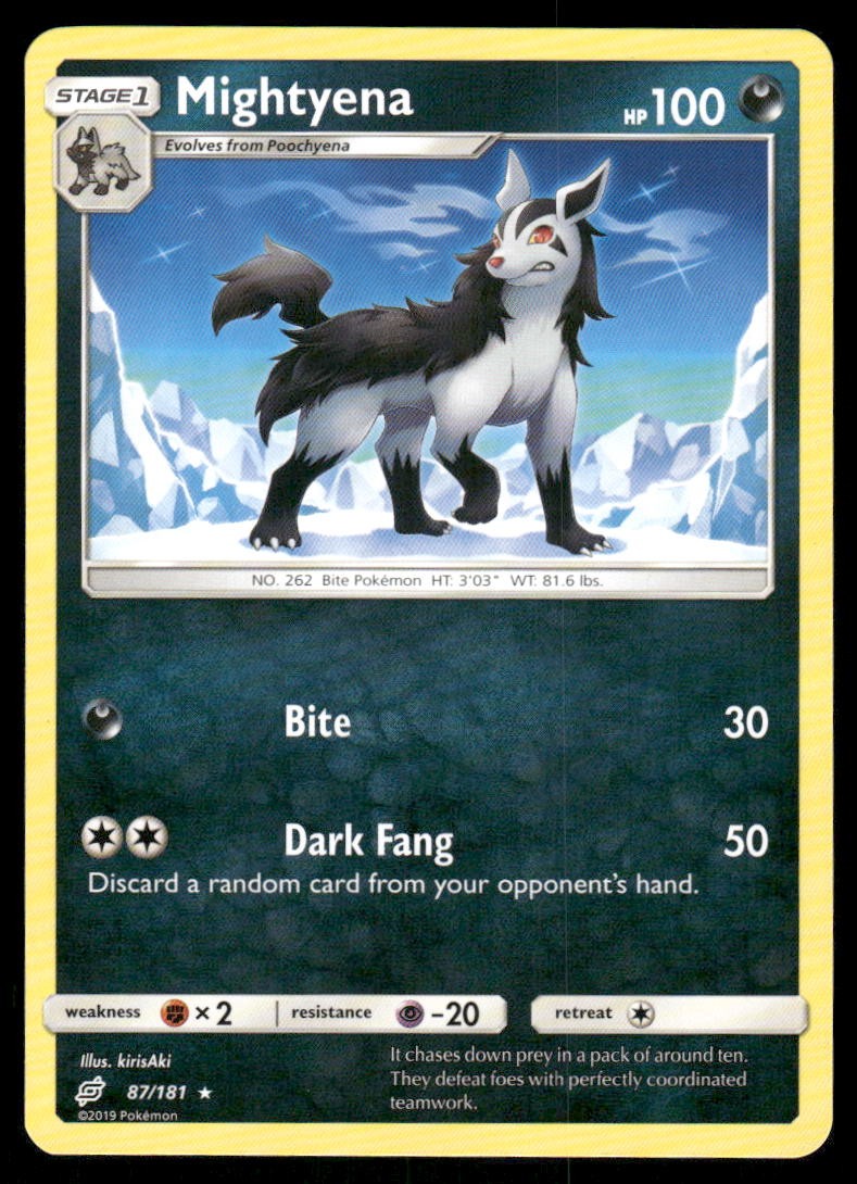 Pokemon Cards Mightyena 87/181 Team Up Sun & Moon Rare NM0