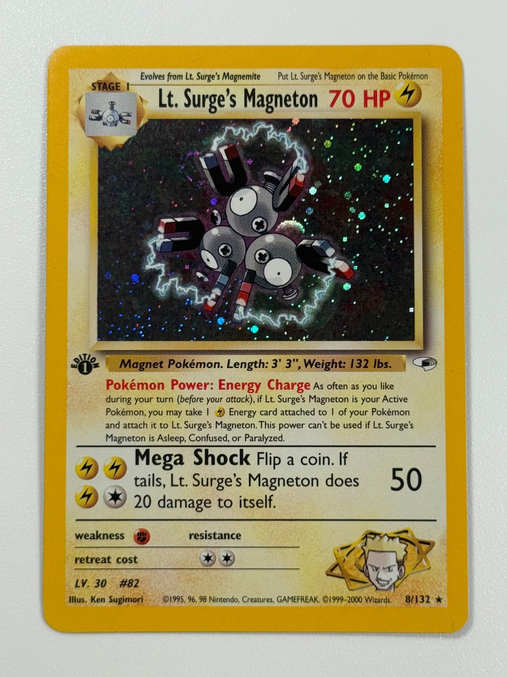 Pokémon Cards Lt. Surge's Magneton 8/132 1ST EDITION Gym Heroes WOTC Holo Rare0