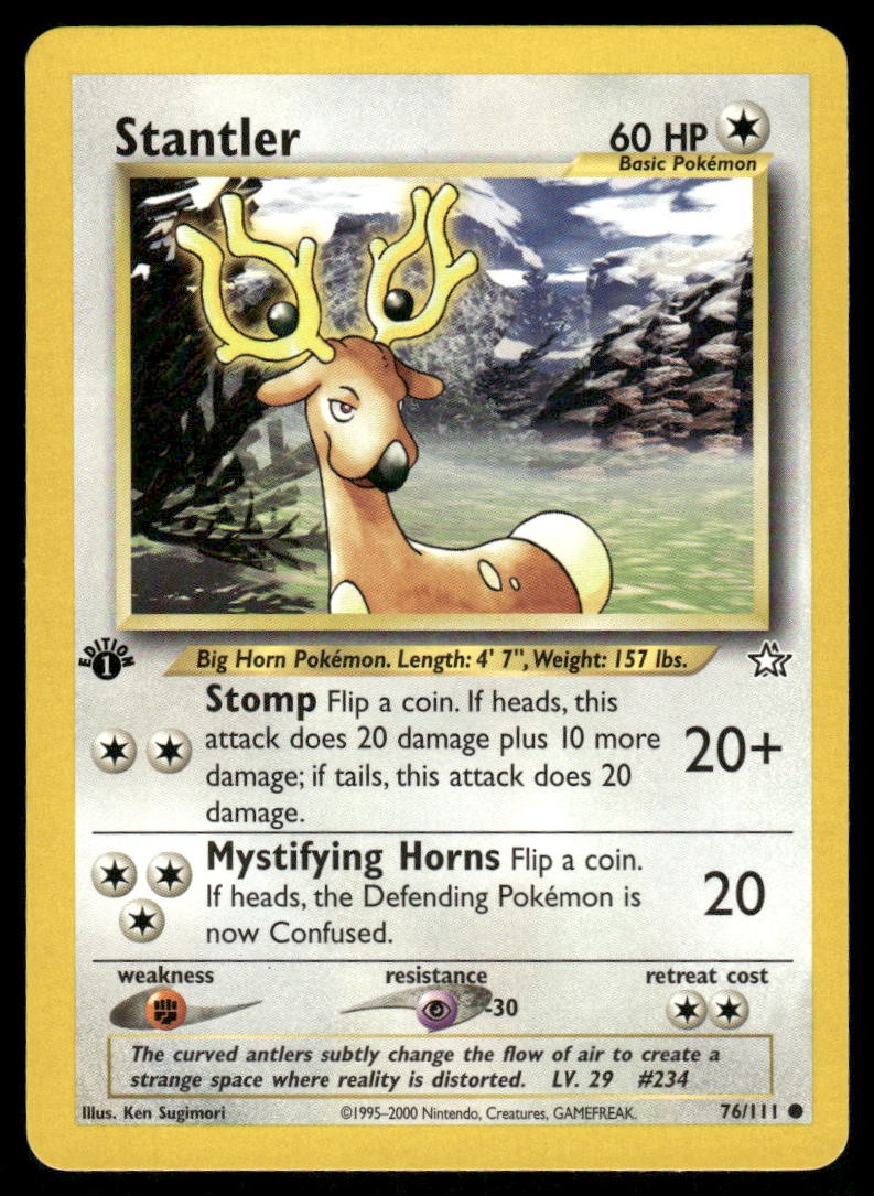 Pokemon Cards Stantler 76/111 1ST EDITION Neo Genesis WOTC Common NM *20