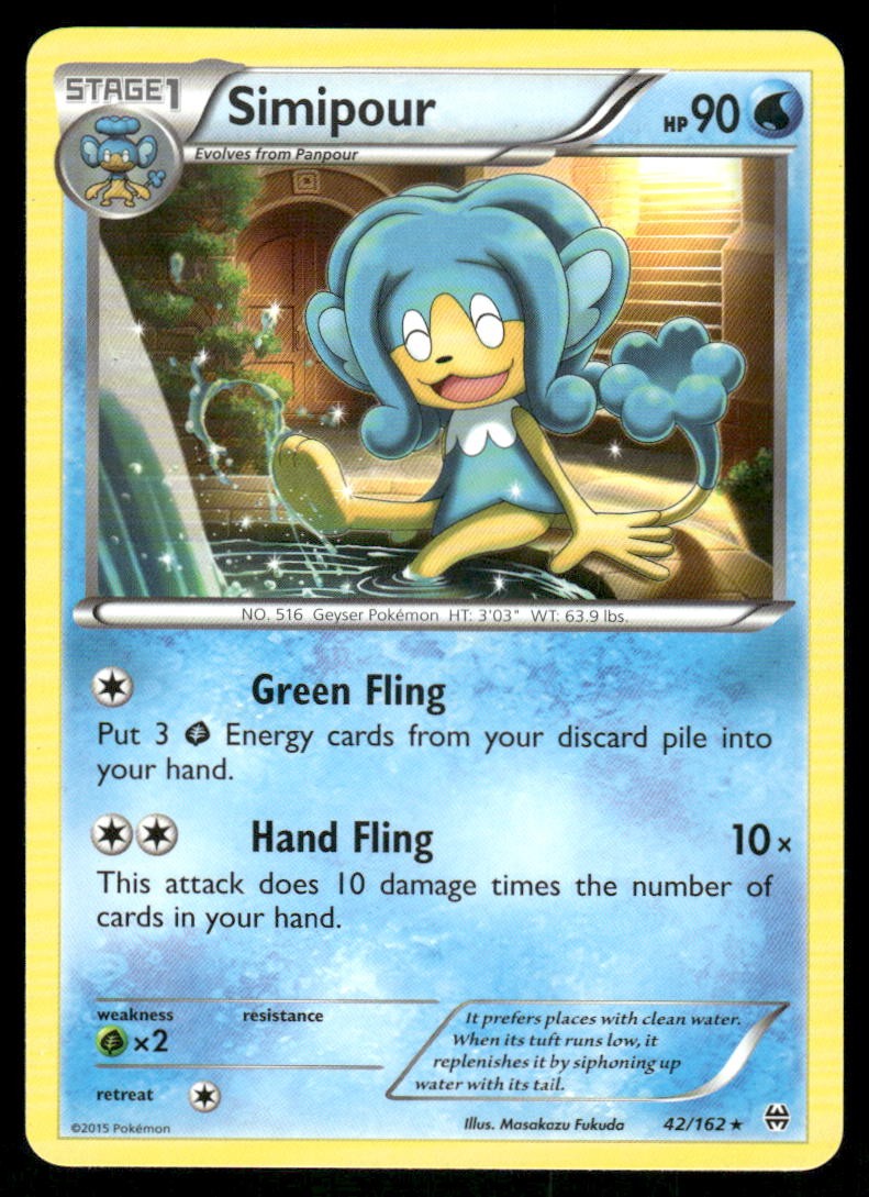 Pokemon Cards Simipour 42/162 BREAKthrough XY Rare NM0