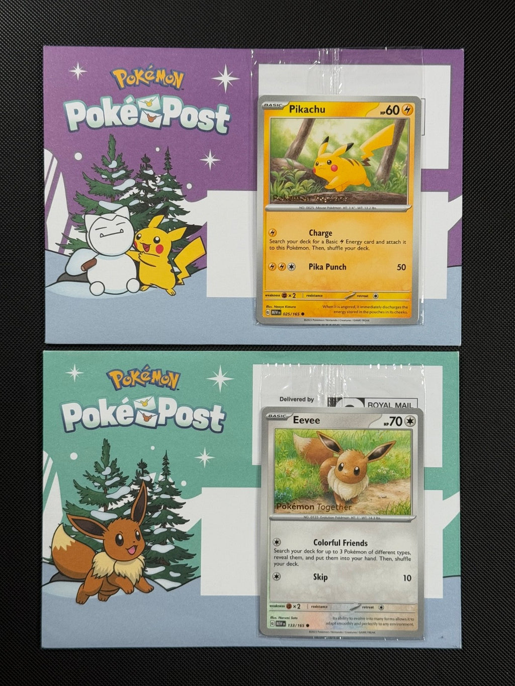 Pikachu 025/165 & Eevee 133/165 POKEMON TOGETHER Pokémon Card Sealed Poké Post0