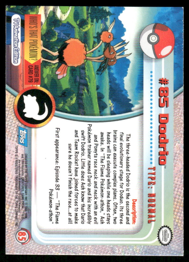Pokemon Cards Dodrio #85 Topps Trading Cards Series 2 NM *21