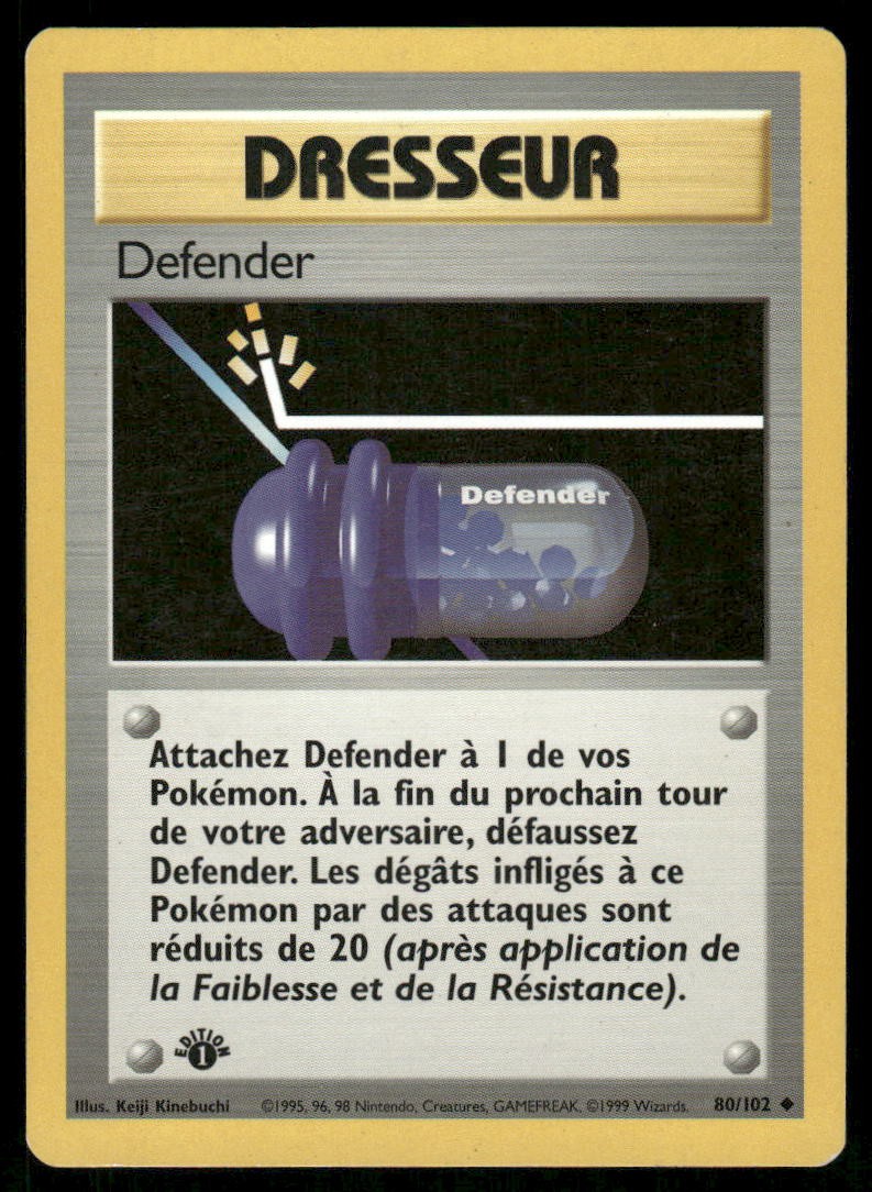 Pokemon Cards Defender 80/102 Base Set 1st Edition WOTC Uncommon NM *FRENCH*0