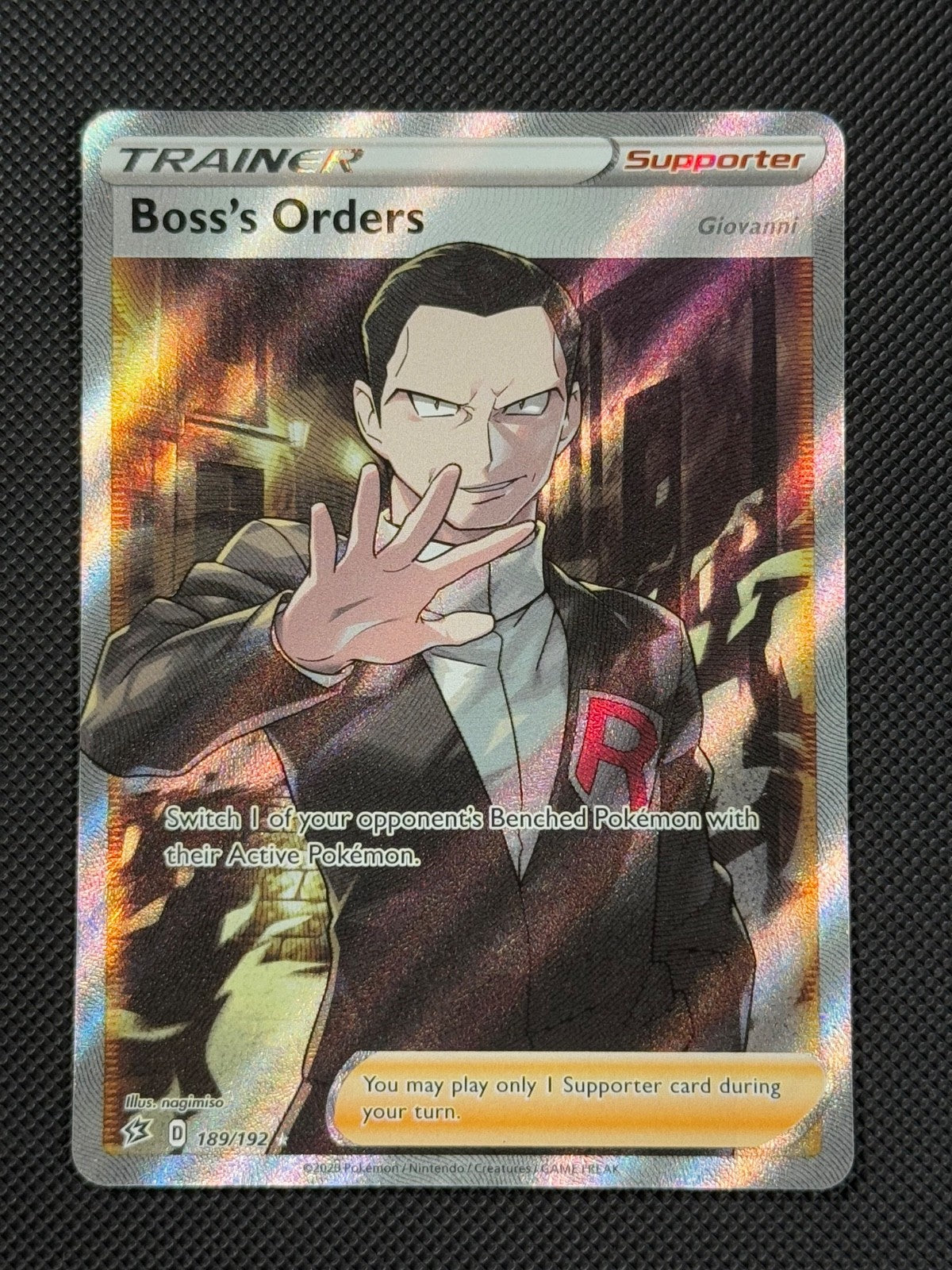 Boss's Orders 189/192 FULL ART Pokémon Card Rebel Clash Trainer Holo Rare0